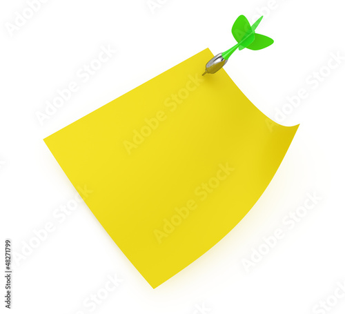 yellow sticky note with dart