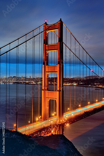 famous Golden Gate Bridge by night