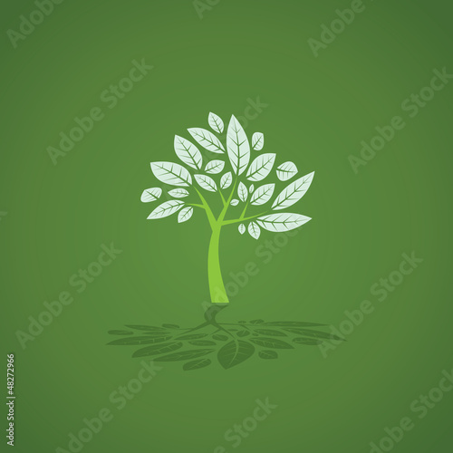 Green tree created from trunk and leafs - illustration