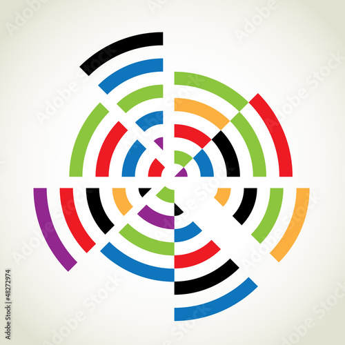 Split rings with many colours, abstract illustration