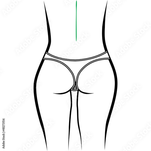 beauty woman back in thong panties - realistic illustration photo
