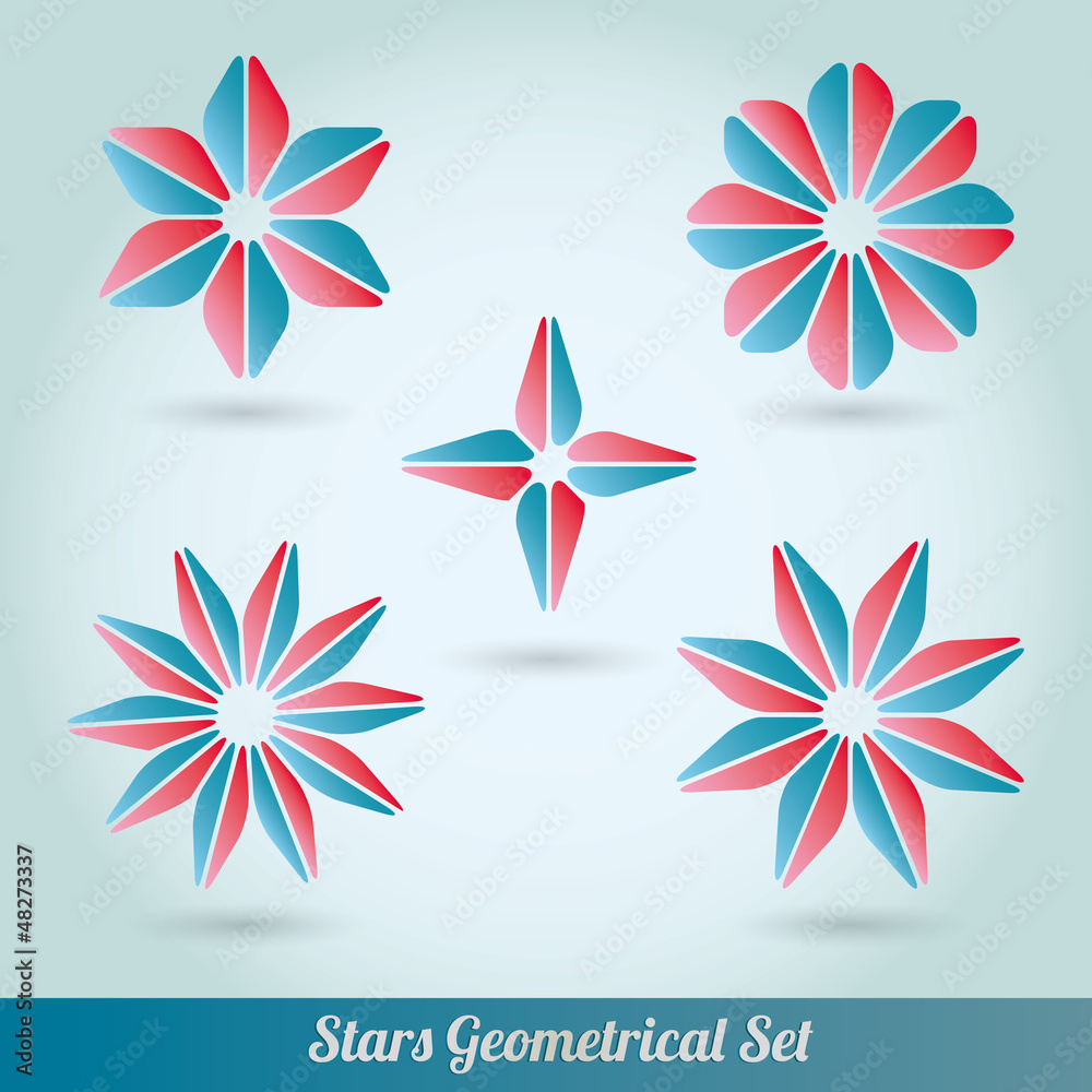 Set stars 3d lots vector