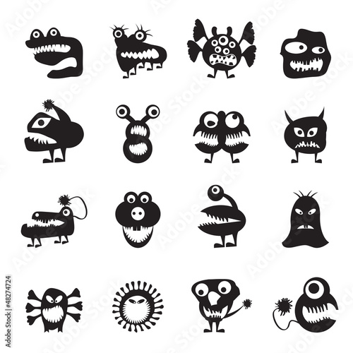 various abstract monsters illustration - vector icon set