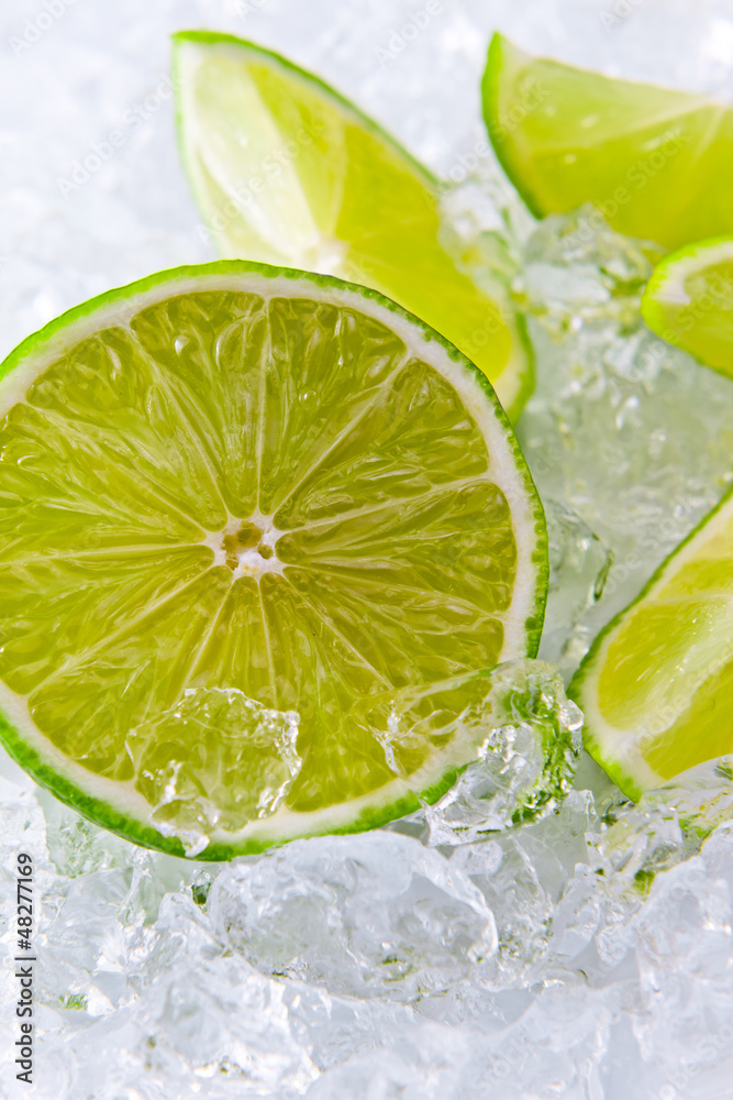 lime pieces and ice lime pieces and ice