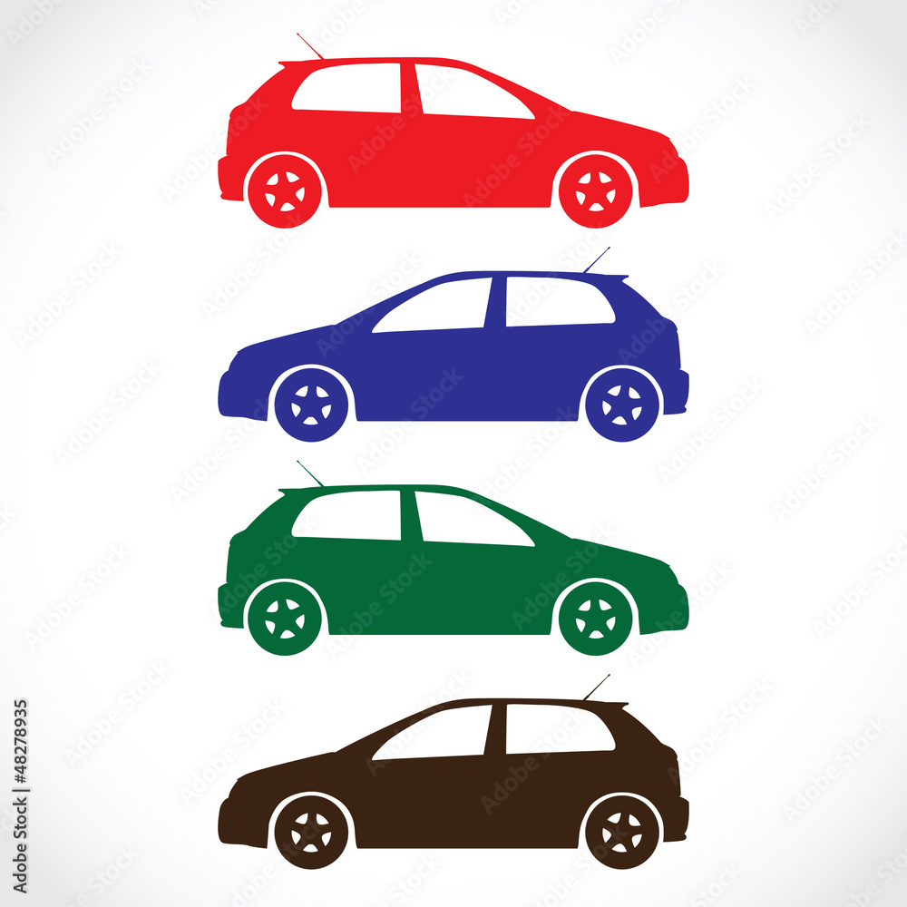 4 colored cars symbols
