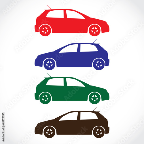 Fototapeta Naklejka Na Ścianę i Meble -  4 colored cars symbols