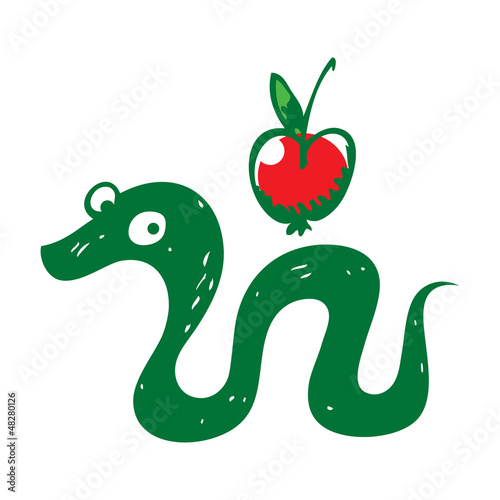 Snake and Apple reptile fruit sin paradise eden