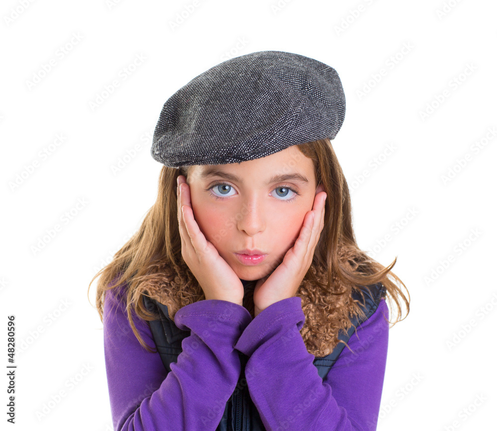Child kid girl face expression of surprise hands in face Child kid girl face expression of surprise hands in face
