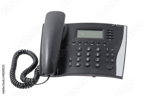The black phone on white background, isolated