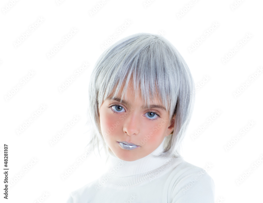 beautiful futuristic kid girl futuristic child with gray hair beautiful futuristic kid girl futuristic child with gray hair
