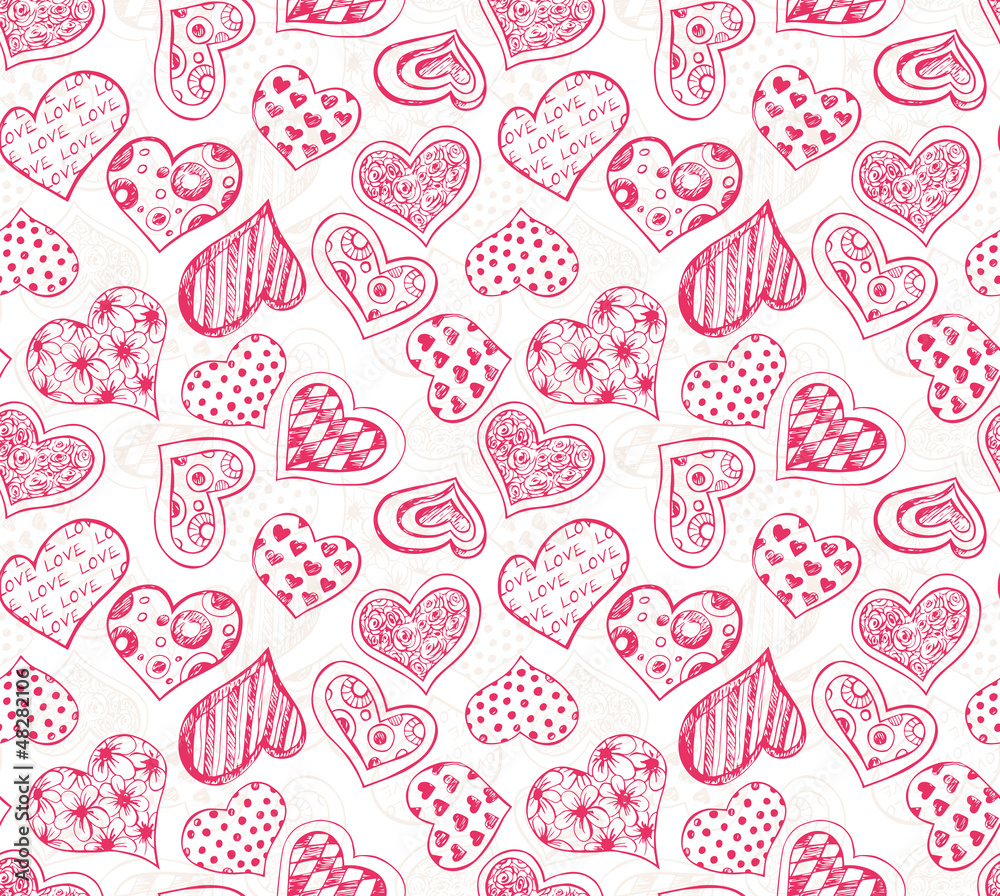 Pattern with red hearts