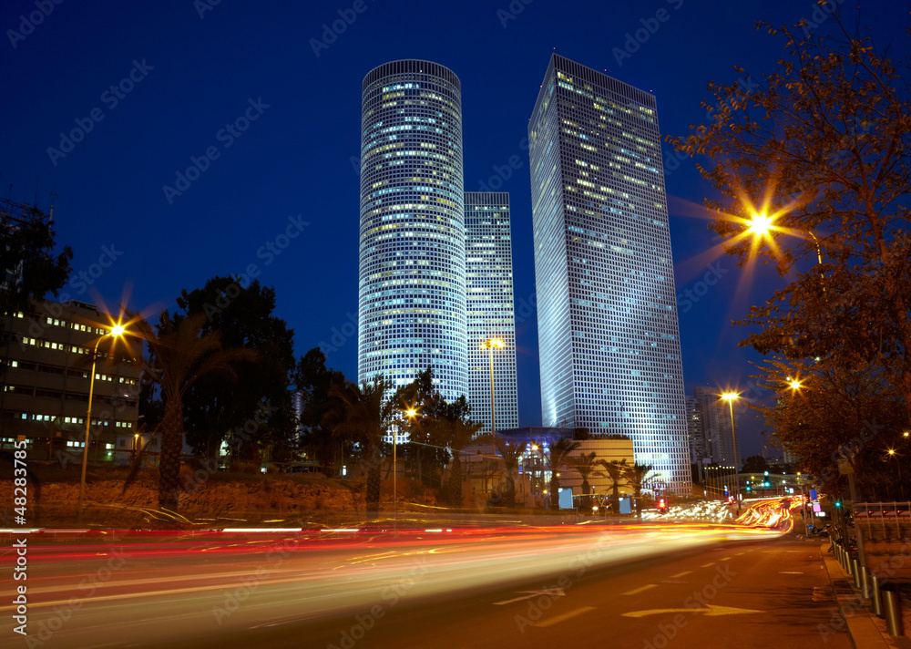 Tel Aviv night cityscape, Israel