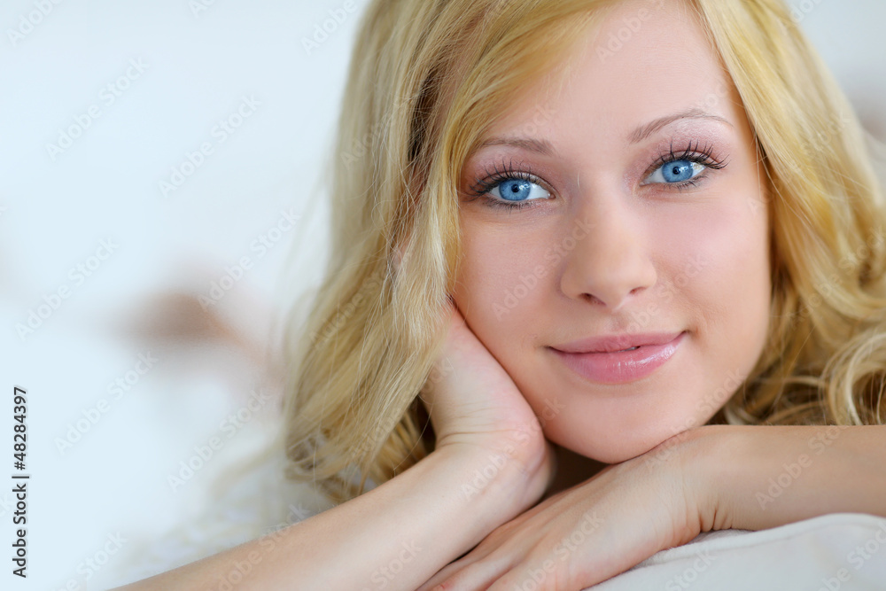 Portait of beautiful blond smiling woman Portait of beautiful blond smiling woman