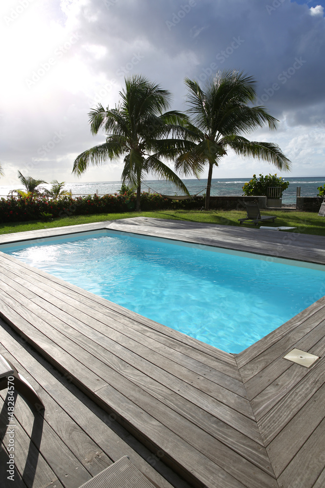 Private swimming pool in tropical area