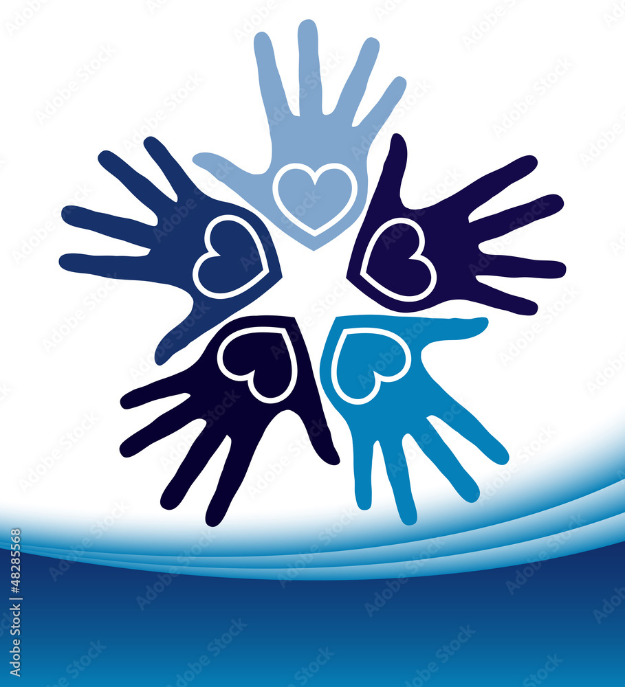 Circle of loving hands with copy space vector. Circle of loving hands with copy space vector.