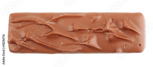 Closeup of chocolate bar isolated on white with clipping path photo