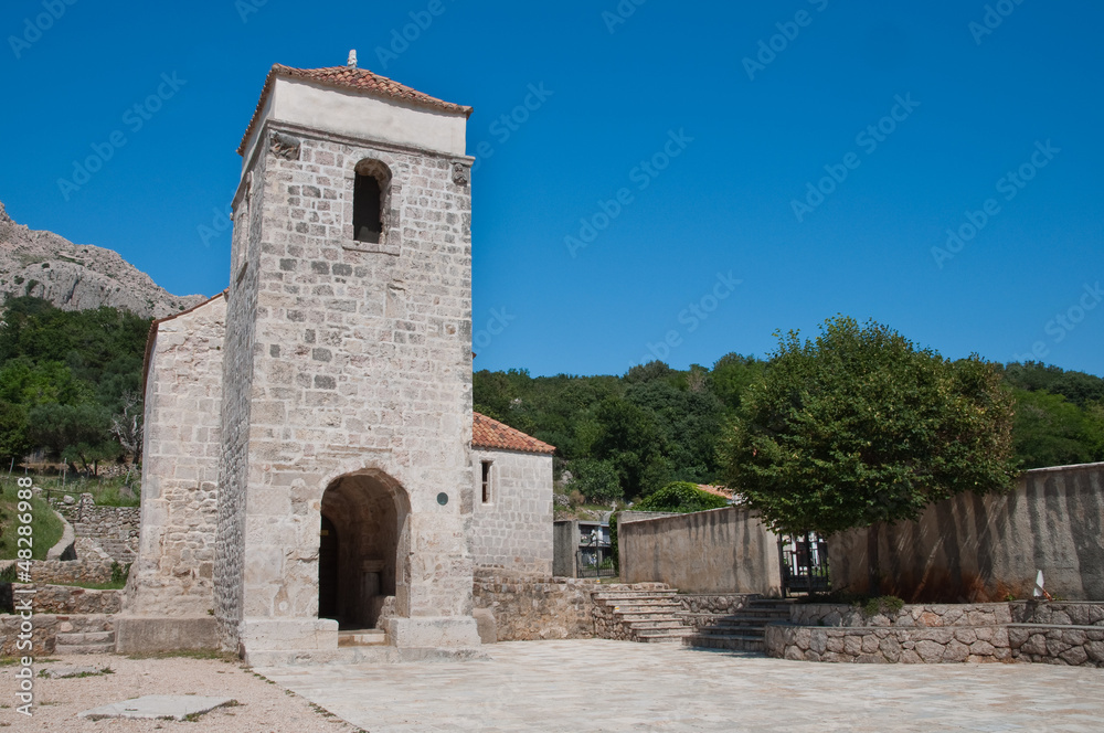 St Lucia church  and patio at jurandvor - Baska - krk - Croatia
