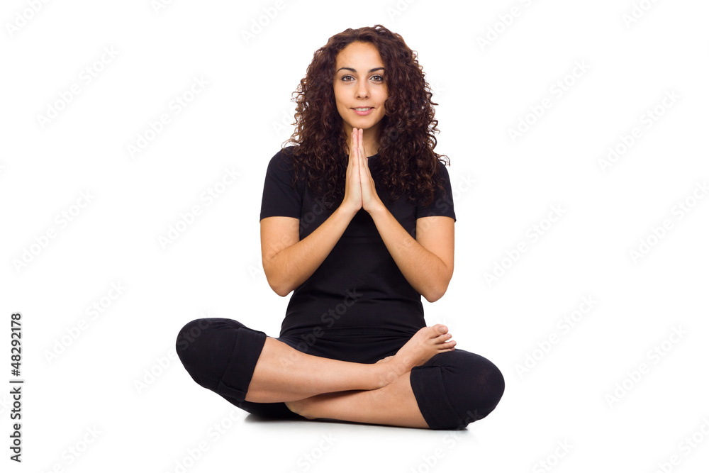Brunette Woman Doing Yoga Exercises Brunette Woman Doing Yoga Exercises