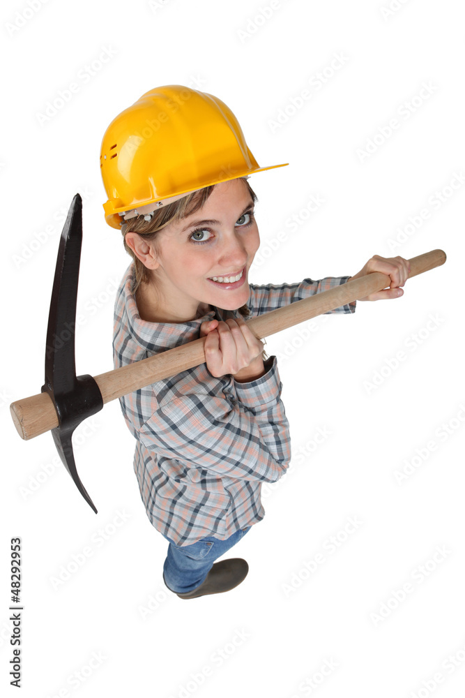 High-angle shot of a tradeswoman High-angle shot of a tradeswoman