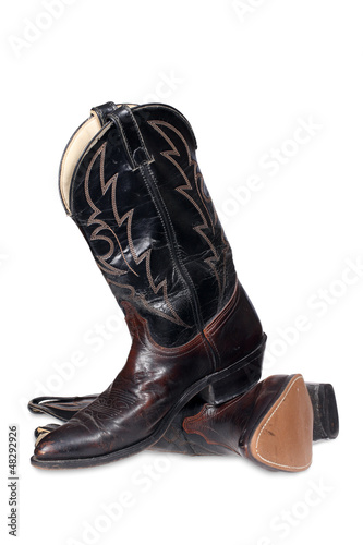 Cowboy boots isolated over white with clipping path