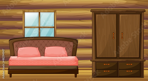 A bed and a wardrobe