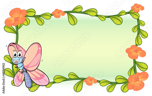 A butterfly and a flower plant frame