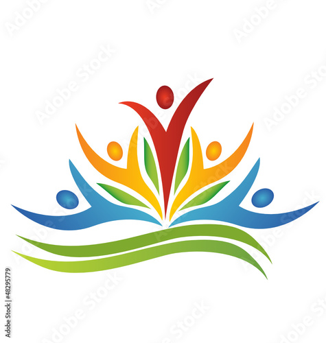 Teamwork happy people logo vector