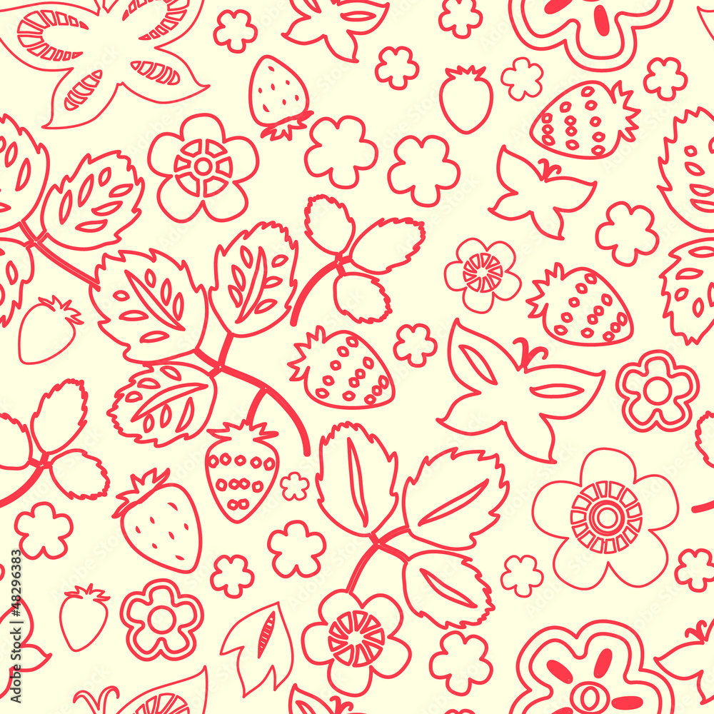 Strawberry outline seamless pattern, vector Strawberry outline seamless pattern, vector