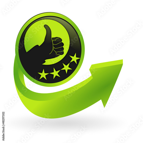 bouton pouce levé flêche verte