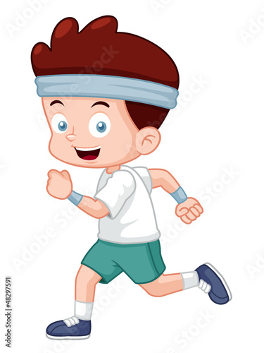 illustration of Cartoon boy jogging