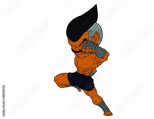 Muay Thai Boran : character cartoon 3 Color(Knee Strike)