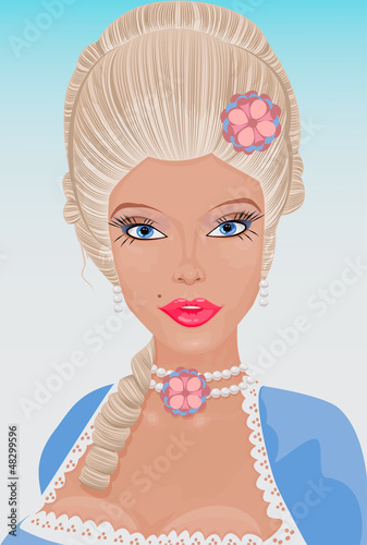 Face of a beautiful baroque woman
