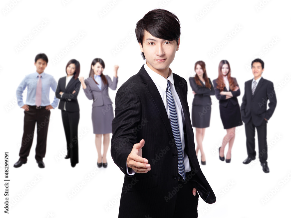 Handsome business man smile shake hand Handsome business man smile shake hand