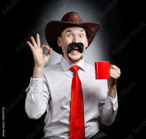 Funny Cowboy with cup