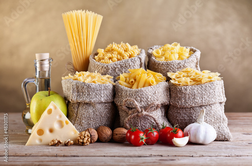 Still life with traditional food ingredients