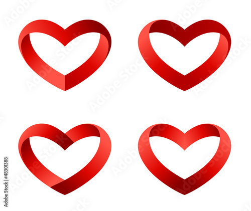 Heart icons set. INFINITE LOVE Looped Ribbon. Valentines. Vector