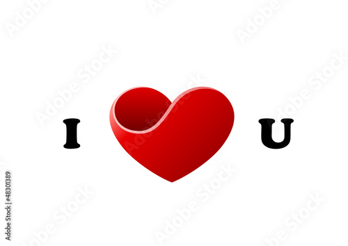 Heart. I Love U. Valentines day greeting card concept. Vector