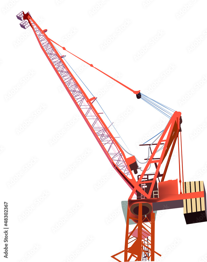 red building crane isolated on white red building crane isolated on white