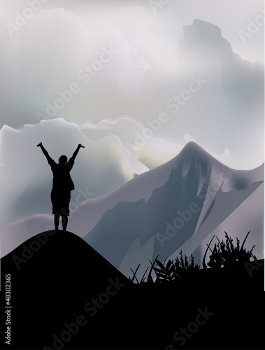 ingle woman in high mountains