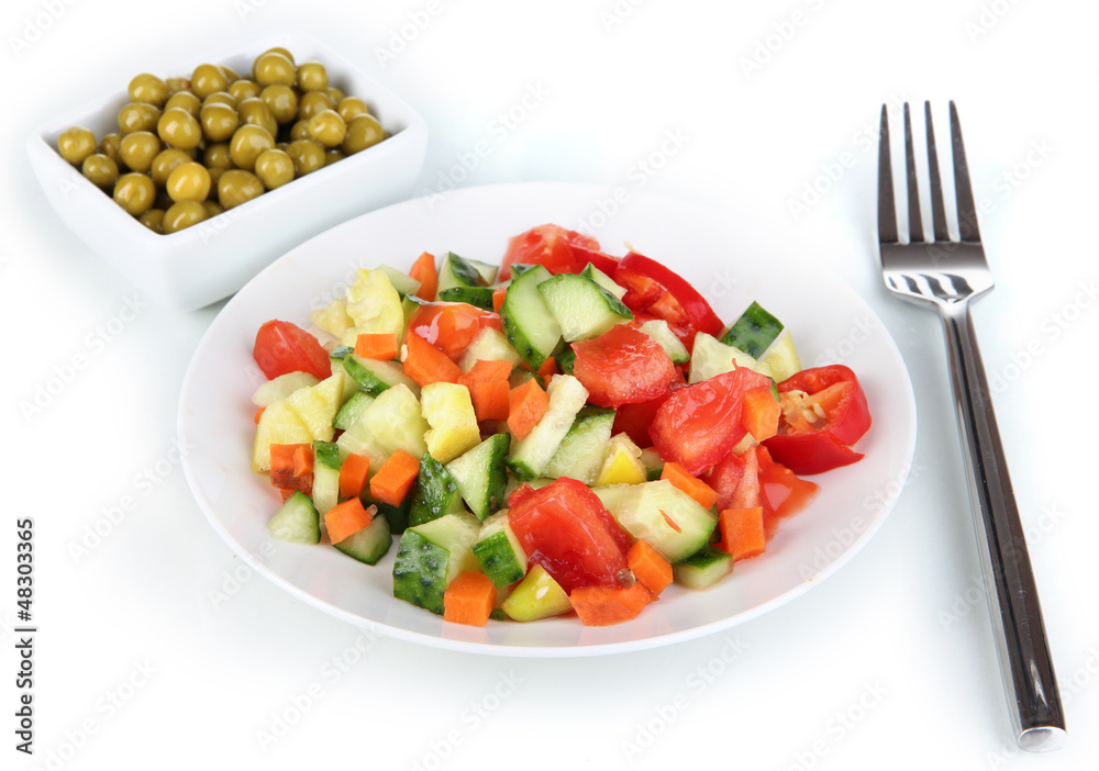 Healthy food on plate isolated on white Healthy food on plate isolated on white