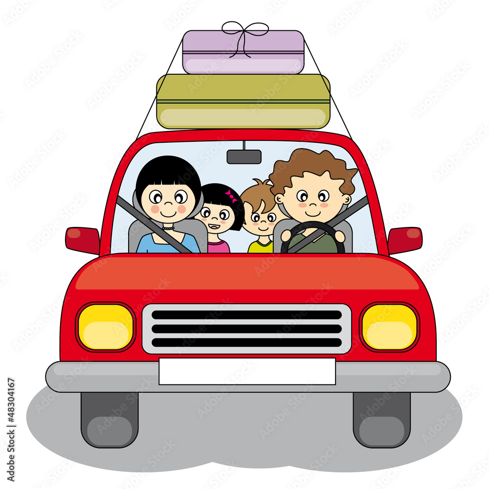 Familia se va de vacaciones en coche
