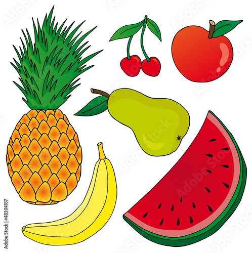 Fruits on white background