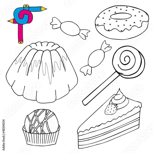 Coloring image cakes collection