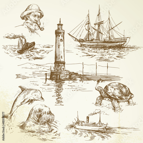 hand drawn nautical elements