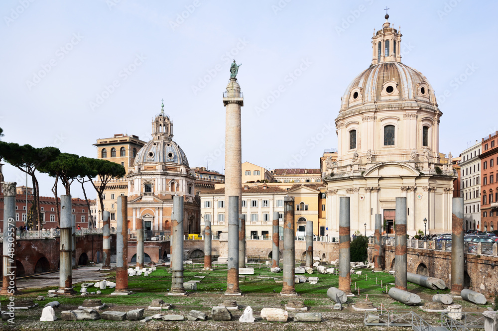 Trajan's Column and ruins of the Basilica Ulpia, Rome