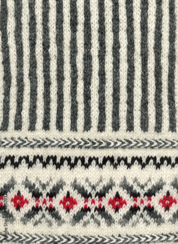 wripped ornament on knitted scarf