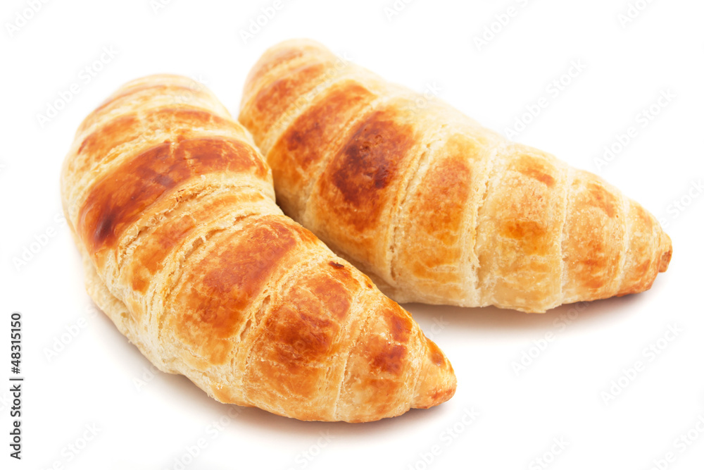 Two croissants isolated on white