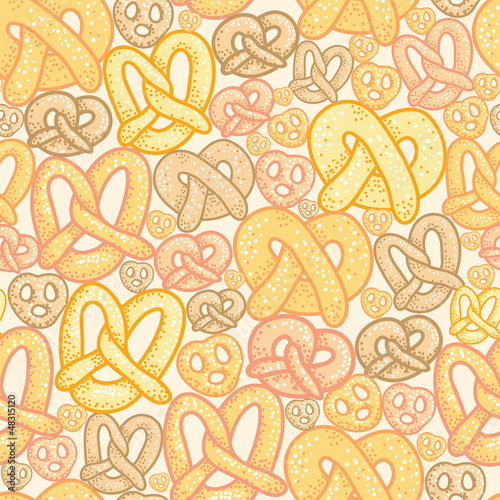 Vector pretzels seamless pattern background with hand drawn