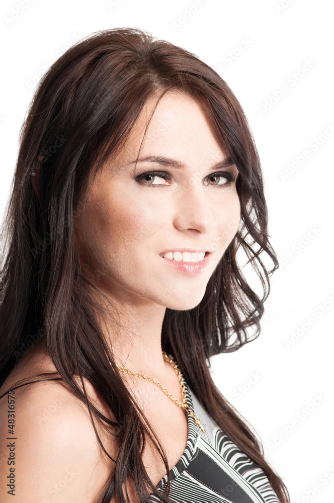 Young beautiful caucasian woman posing over white background Young beautiful caucasian woman posing over white background