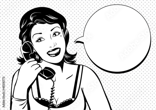 Vintage girl chatting on the phone